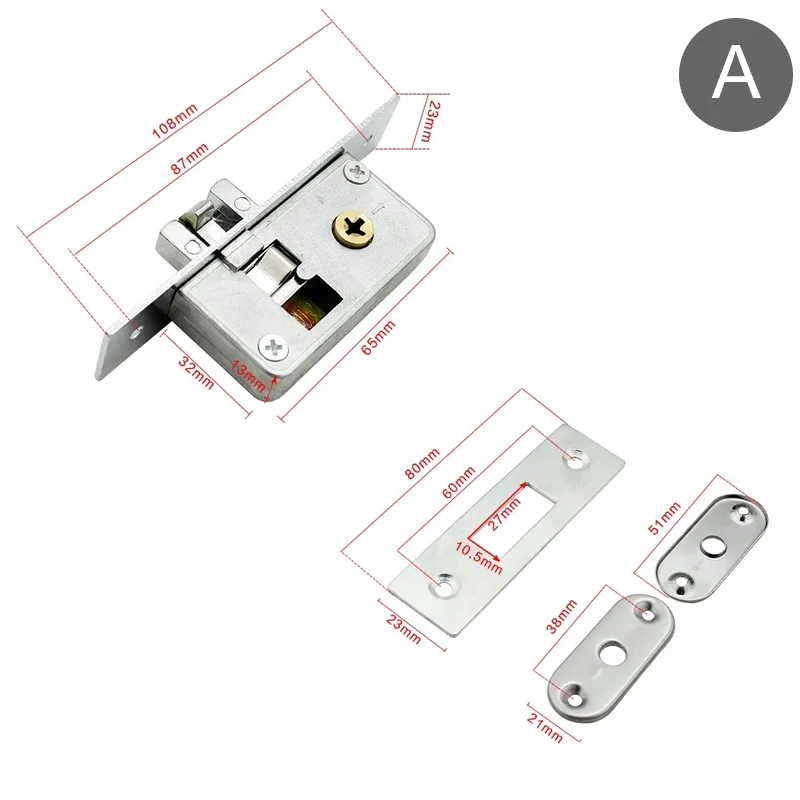 Invisible Mortise lock Sliding door invisible hook lock Alloy lock body For Framed glass door strong durable Door hardware