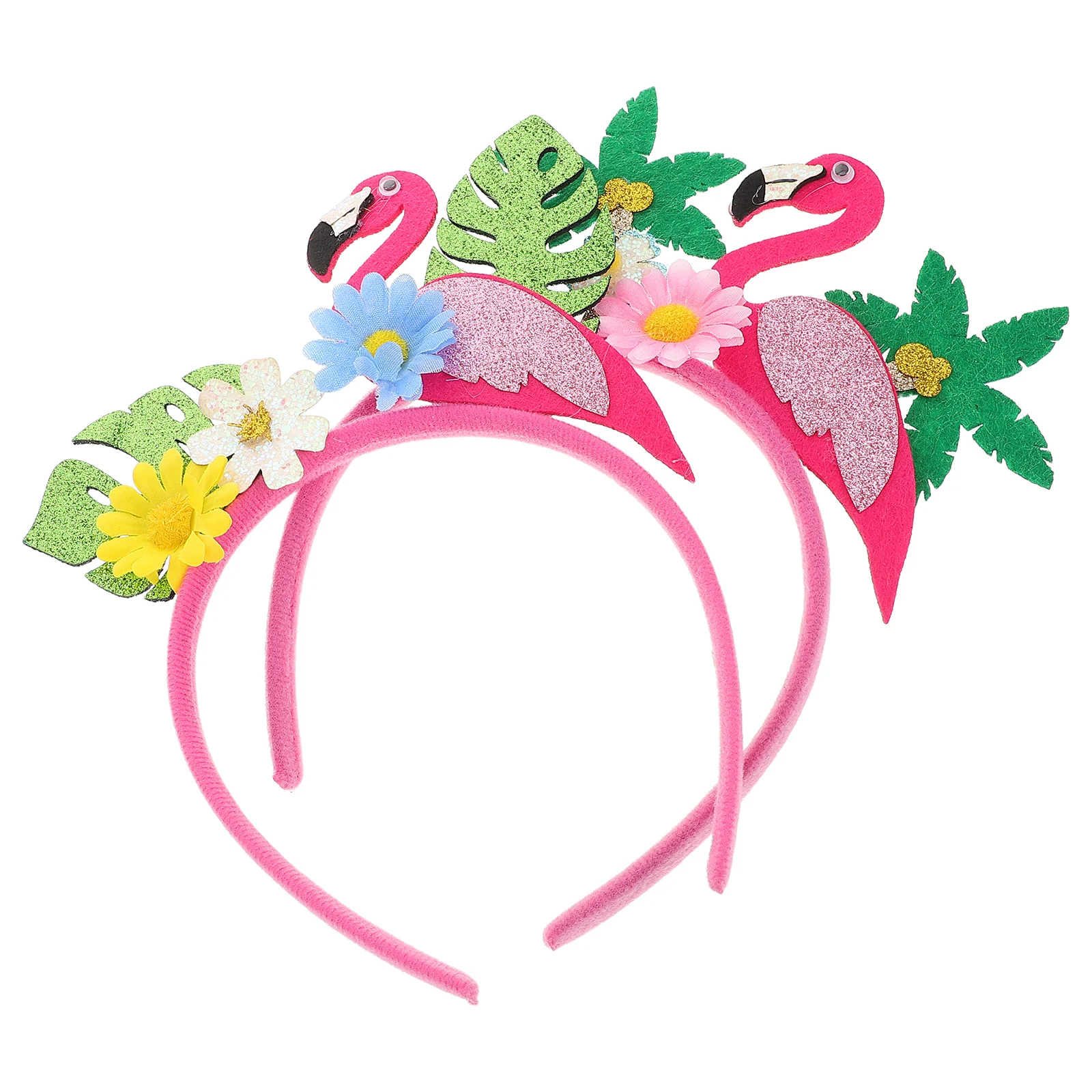 

2Pcs Flamingo Leaf Crown Party Hair Claw Clips Flower Bands Hawaiian Flamingo Headban Flower Crown Accessories