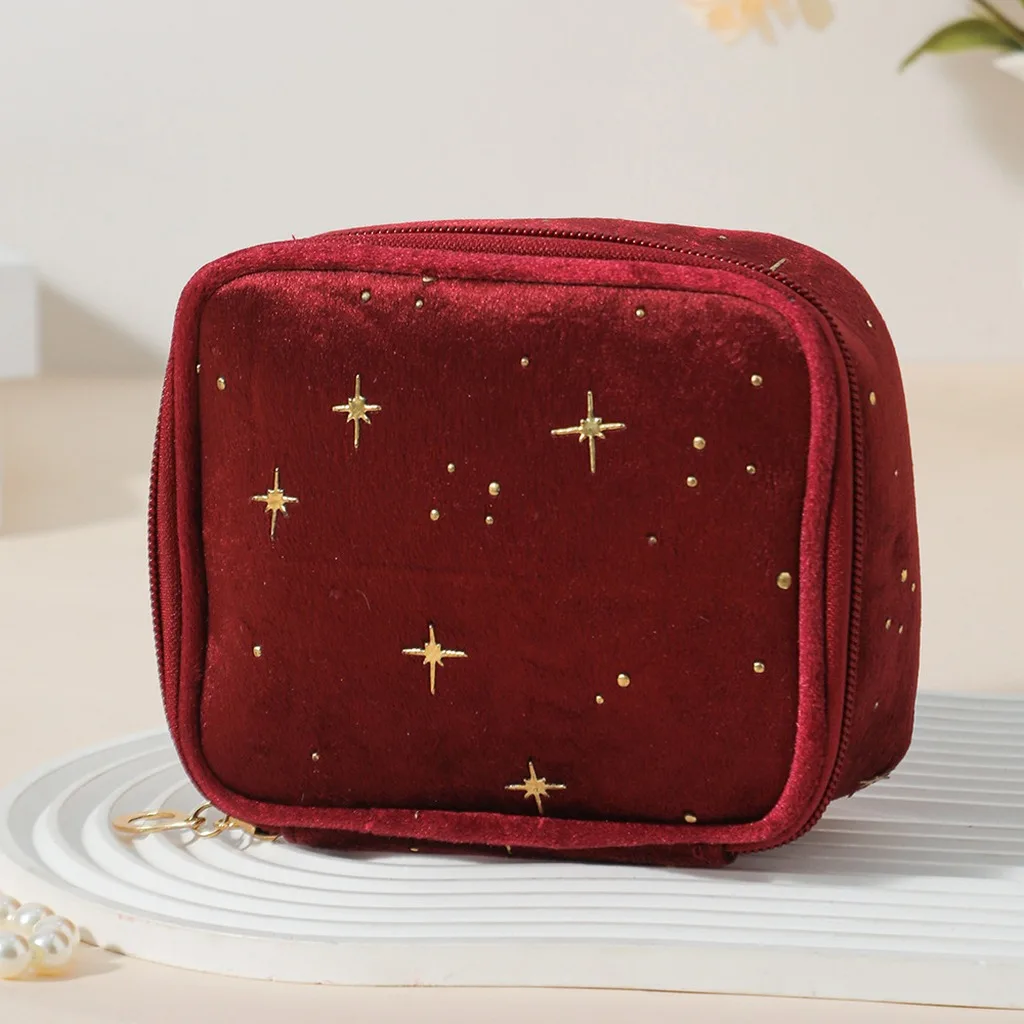 Personal Care Bag Velvet Travel Toiletry Bag Velvet Cosmetic Bag Portable For Skincare Samples Cosmetics Organization Vanity