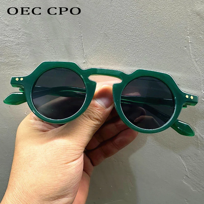 

OEC CPO Classic Punk Round Sunglasses For Men Fashion Goggle Sun Glasses Women Trends Rivets Shades Eyewear Female Sport UV400