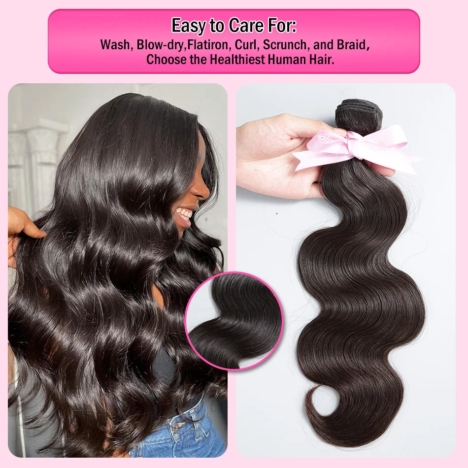 30 40 Inch Body Wave 100% Human Hair Bundles 12A Raw Hair Extensions Brazilian Natural Black 3 4 Bundle Deals Unprocessed Weave