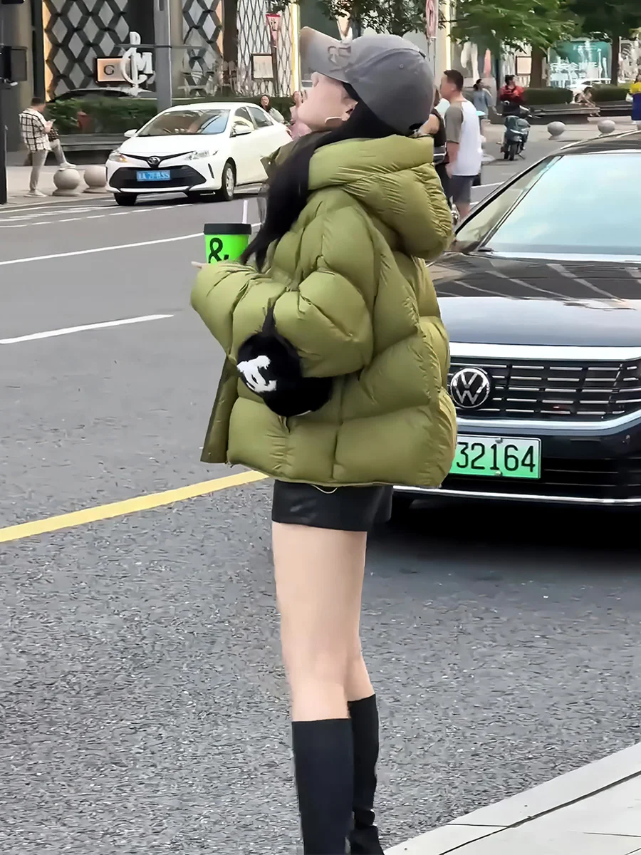 Cappotto invernale da donna ort bianco Du down Jaet con cappuccio Dstring Thi caldo cappotto invernale da pendolarismo con cappuccio staccabile