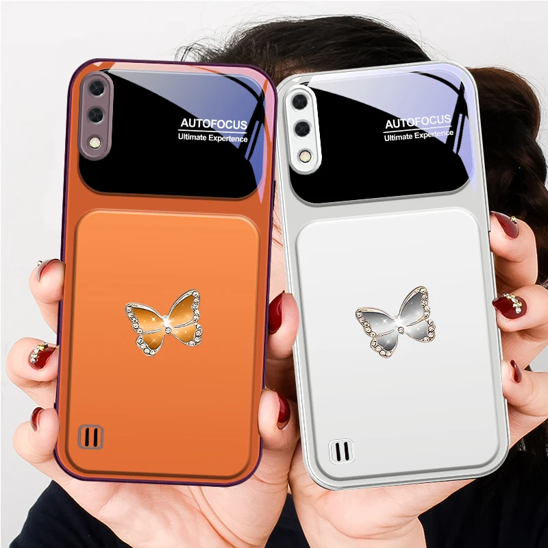 

Pink Diamond Butterfly For Samsung A01 A02 03 Core 04 05 06 10 12 13 14 5G 15 16 M02 12 Note 8 9 10 20 glass Ultra phone case