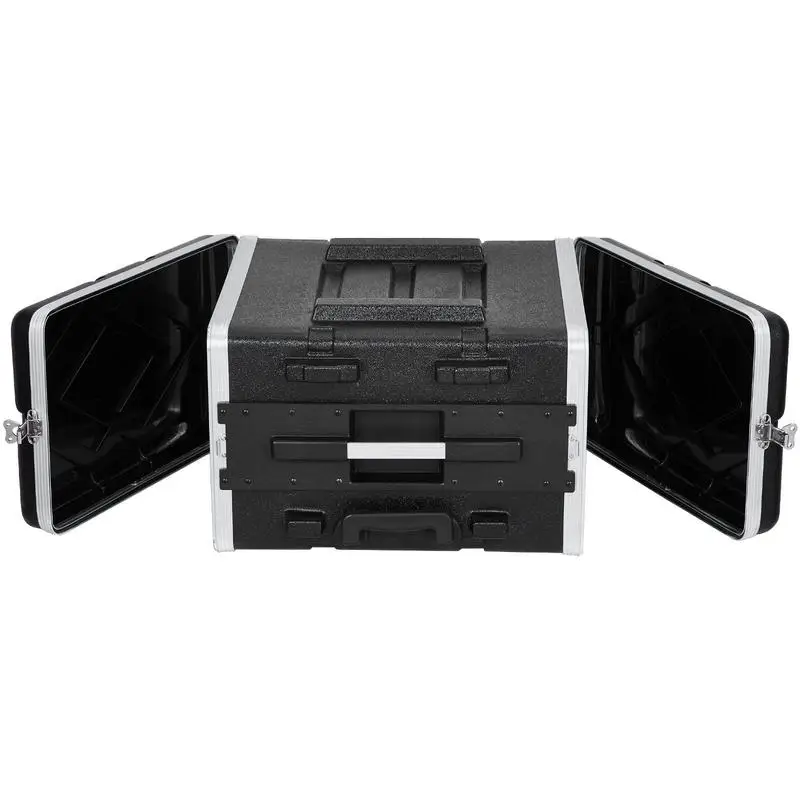

6U Rack Case, Standard 19 in Depth, Server Rack Cabinet with ABS Construction Wheels Heavy-Duty Twist Butterfly Latches, Detachable Front & Back Panels, for Amps, Mixers, Microphone Receivers