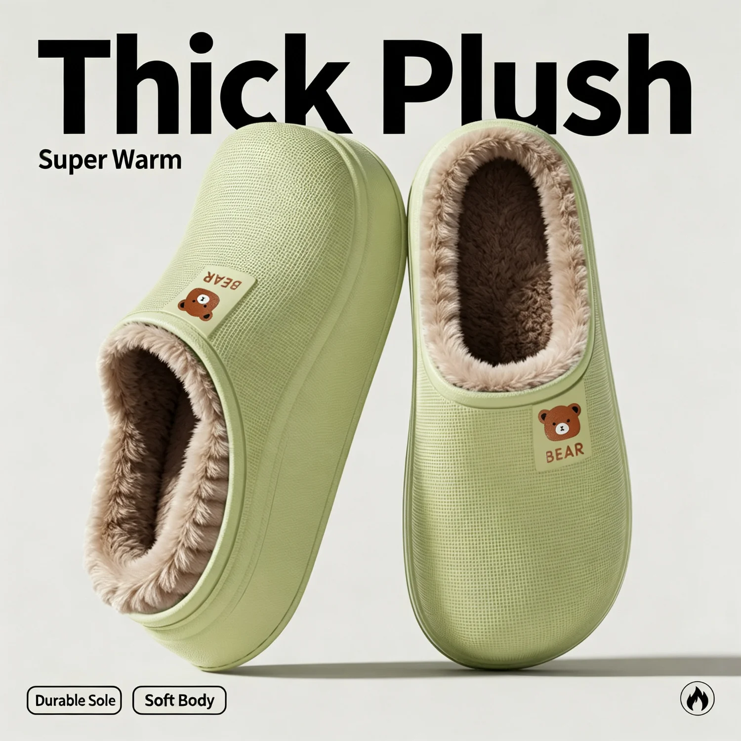 Wasserdichte Winter-Hausschuhe für Damen und Herren, 4 cm dicke Sohle, flauschig warm, für den Innenbereich, rutschfest, mit Fell gefüttert, weiche, gepolsterte Clogs. – Detail 9