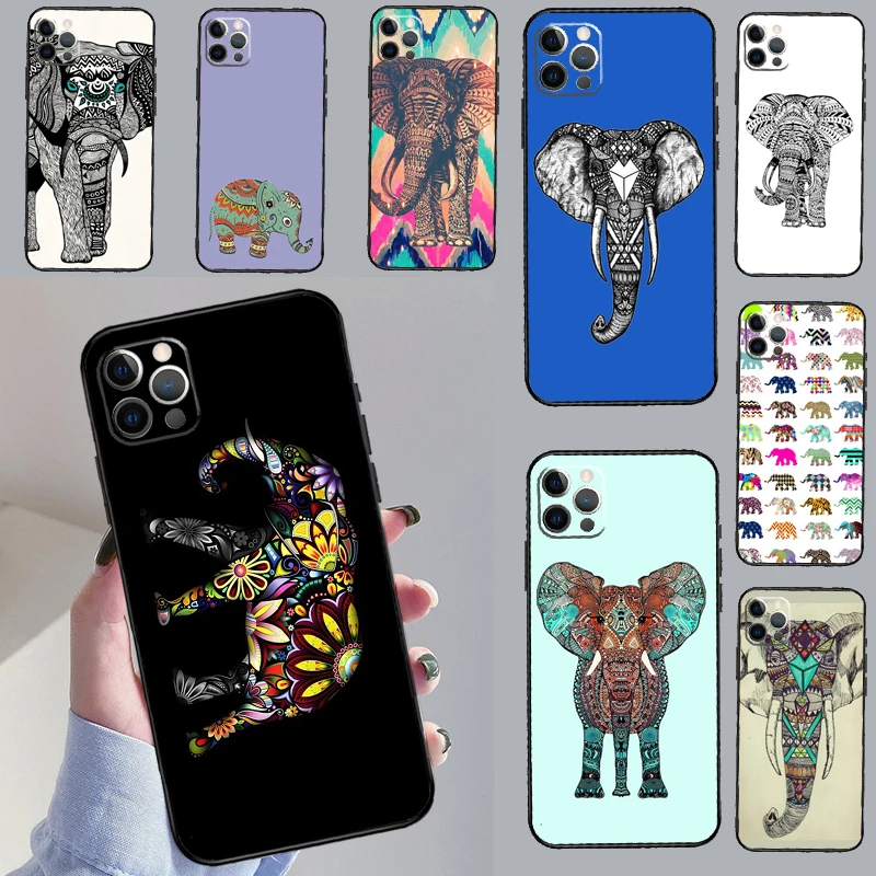 Totem Aztec Elephant Phone Case For iPhone 16 11 12 13 14 15 Pro 12 13 Mini X XR XS Max Plus Cover Coque