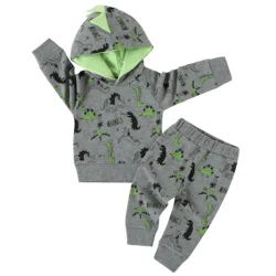 Baby Boy Clothes Dinosaur Printed Long Sleeve Toddler Hoodie Tops Sweatshirt and Pants Infant Outfits