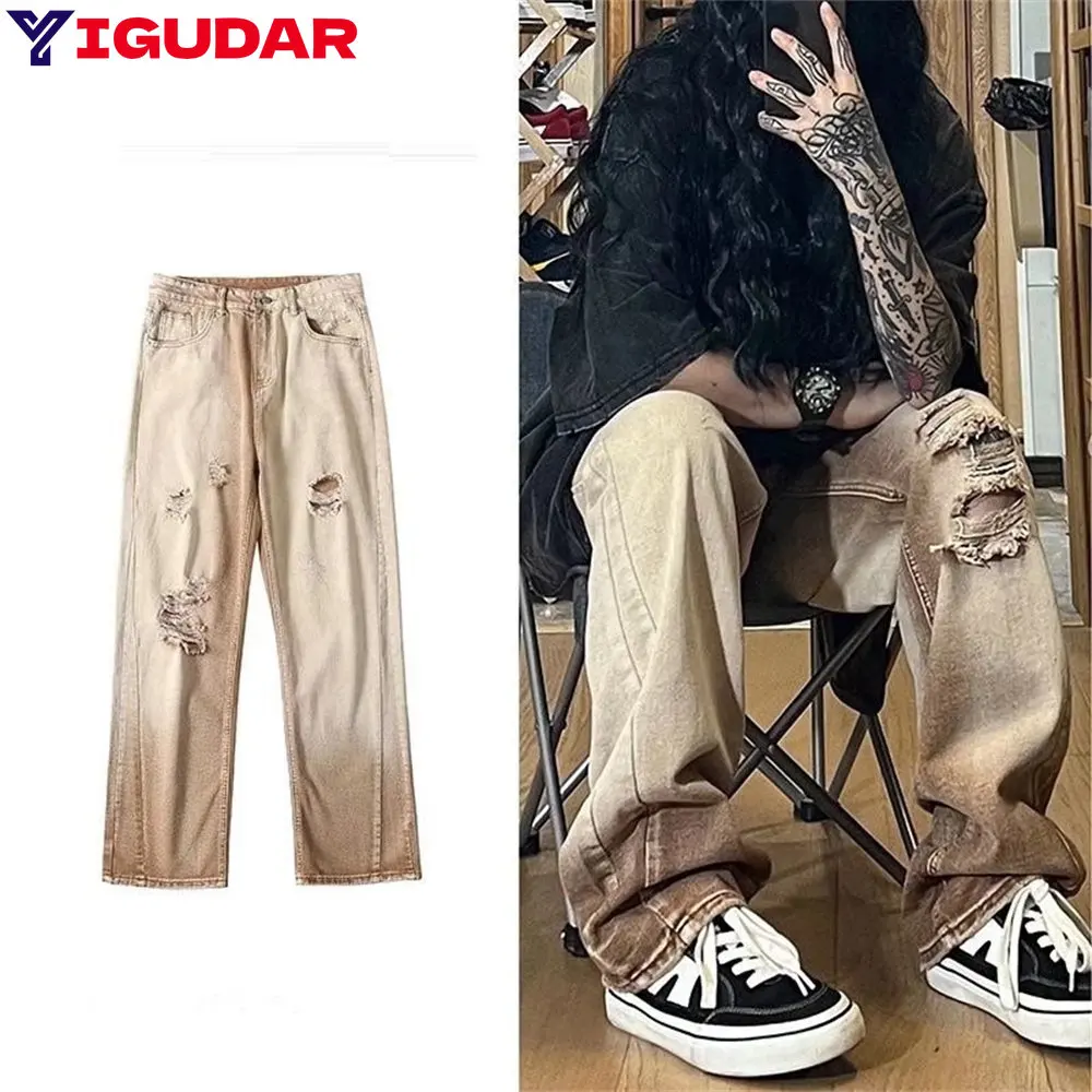 

Wide Leg Cargo Pants 2023 Streetwear Baggy men Jeans Spring Autumn Men Korean Fashion Loose Straight Male Brand Clothing Black