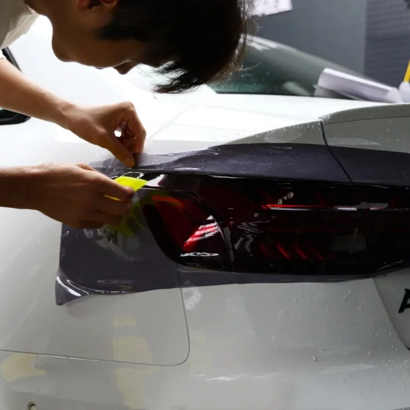 Self-healing Tpu Ppf Headlight Film Anti Scratches Protect Smoke Black Car Lamp Tint Film For Audi Bmw Tesla Decorate Styling