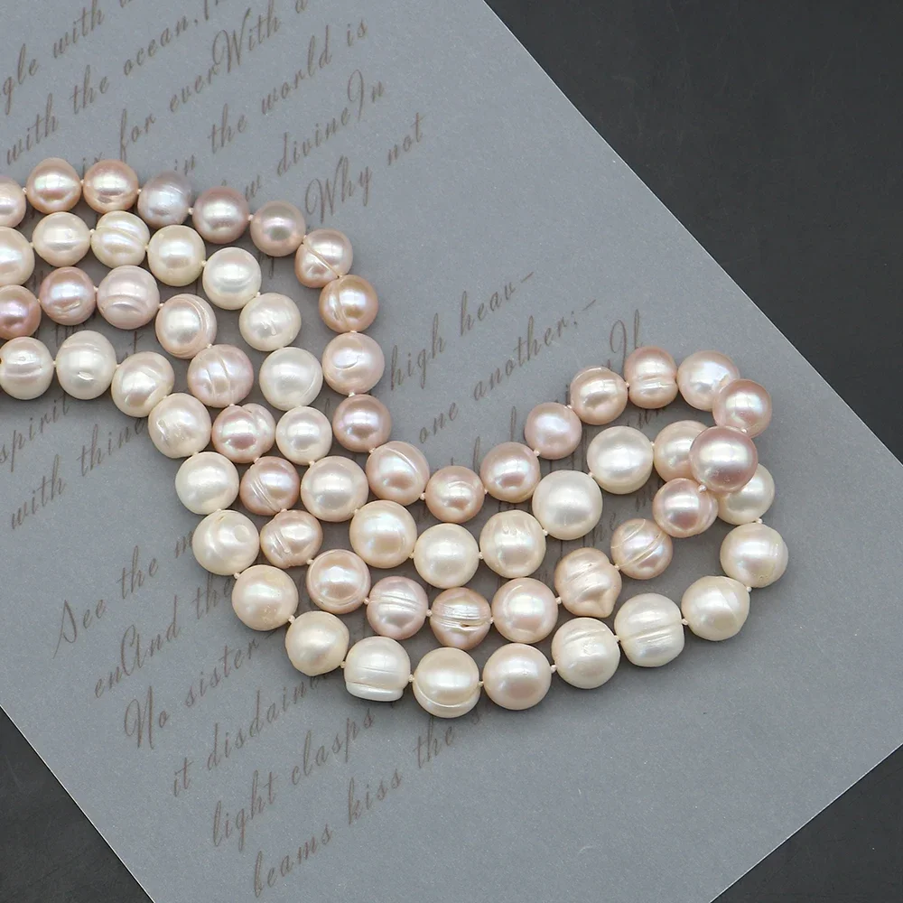 

Elegant Retro White Natural Freshwater Textured Baroque Pearl Necklace with Floral Clasp Jewelry Material Gift Accessory