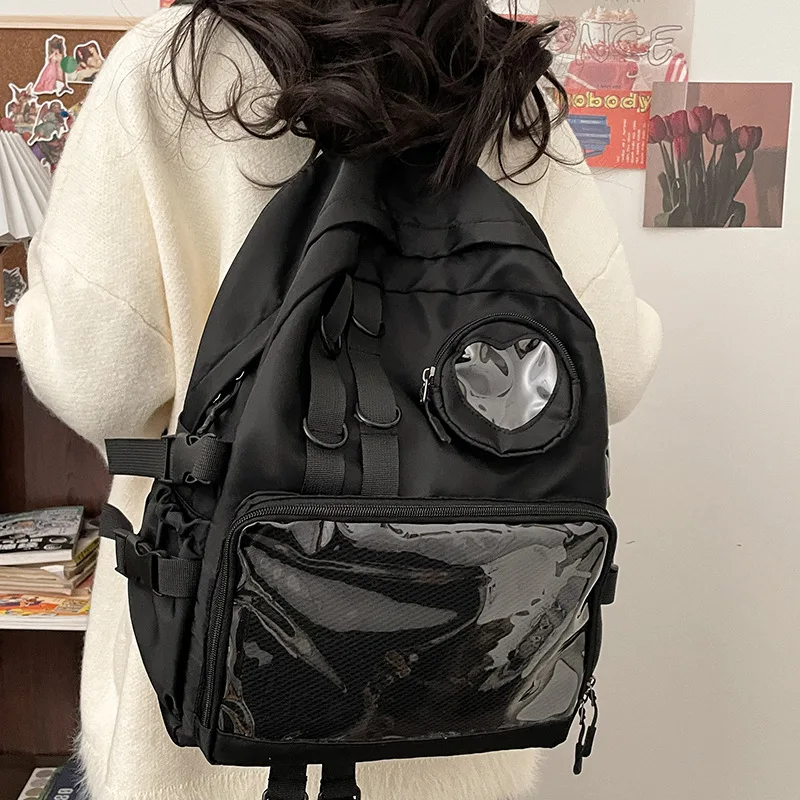 

Ita Backpack Transparent Large Capacity School Bag for Boys Girls Middle Schoolers Badge Doll Storage