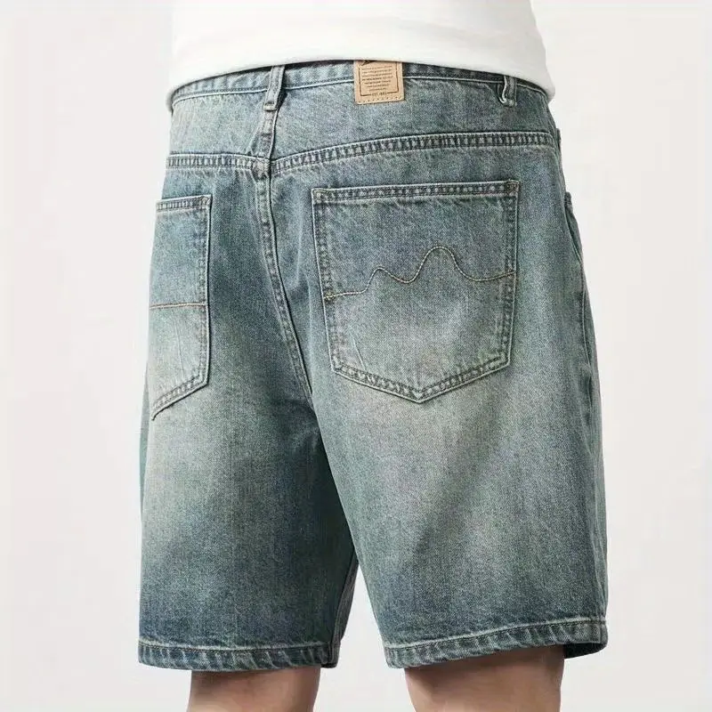 Cowboy Shorts Men 2024 Summer Loose Pocket Straight Cylinder Trend Casual Middle Pants Washing Nostalgia Versatile Quarter Pants