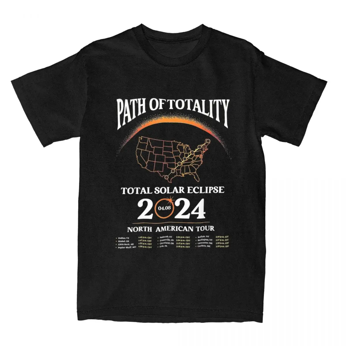 Solar Eclipse April 8 2024 Shirt Stuff for Men Women Pure Cotton Solar Eclipse Path Of Totality Tee Shirt Short Sleeve Plus Size