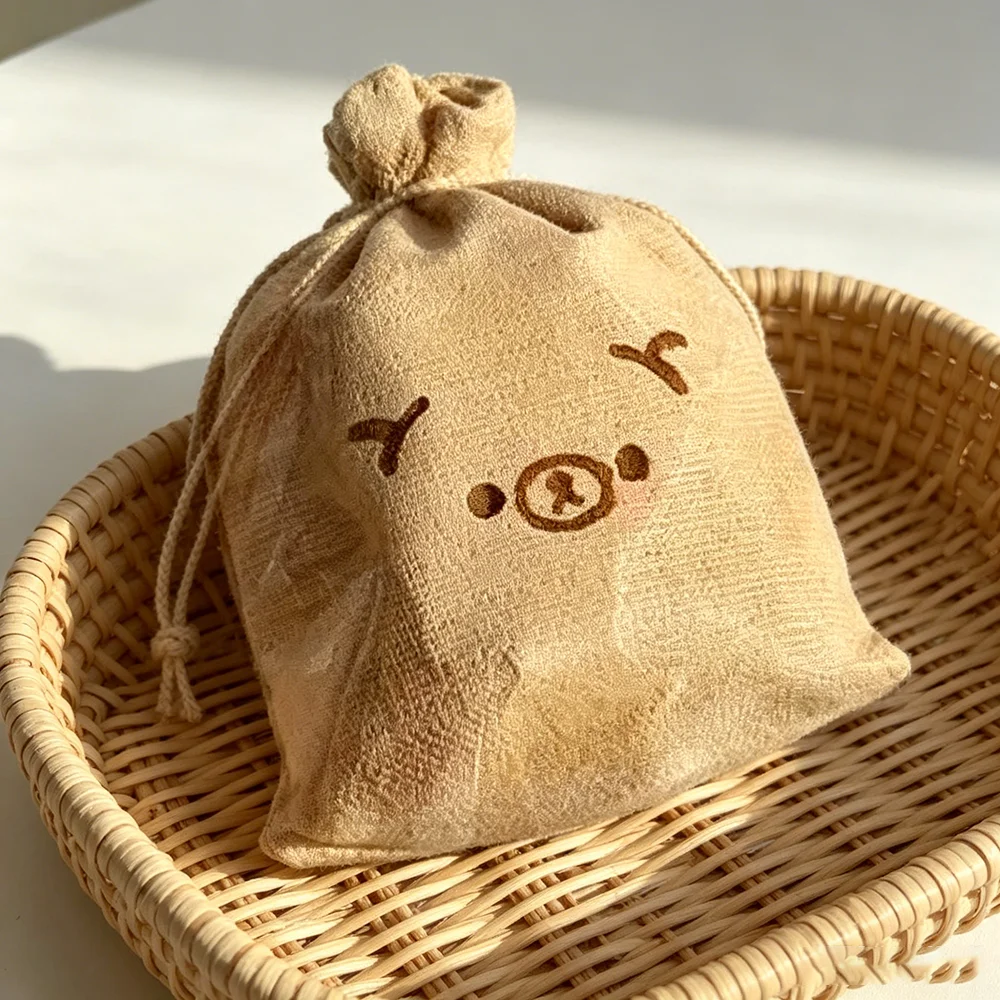 New Simulation Linen Pouch Bear Mochi Squishy Soft Elastic Slow Rising Drawstring Bag Design Cute Stress Relief Hand Squeeze Toy - view 6