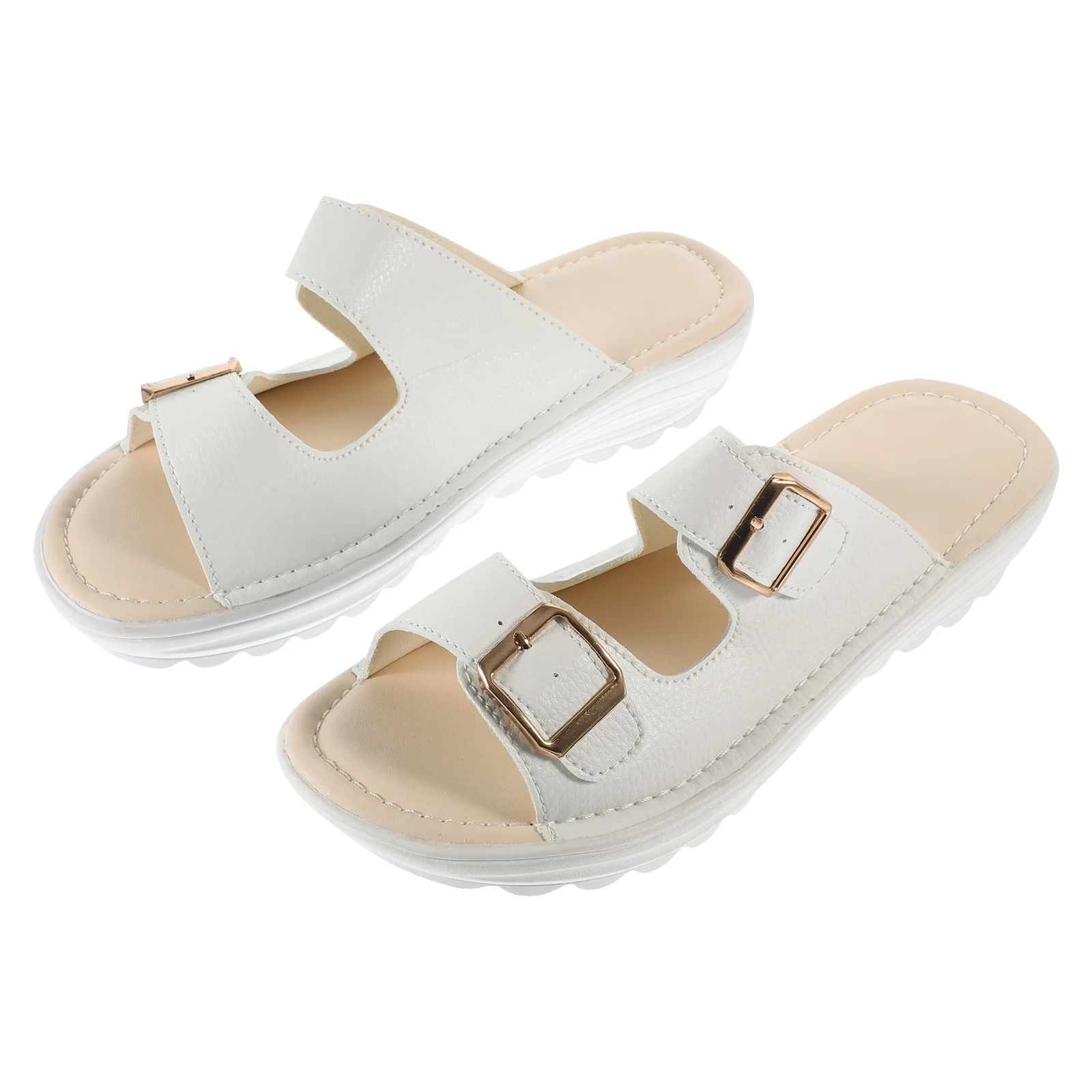 

1Pair Stylish Beach Slippers Cooling Summer Female Sandals White Size 41 Lightweight Flat Slipper for Women