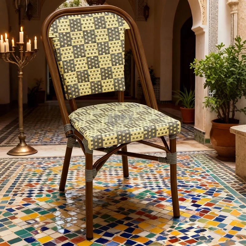Waterproof New Design Paris Bistro Chair Outdoor Rattan Restaurant French Terrace Chair