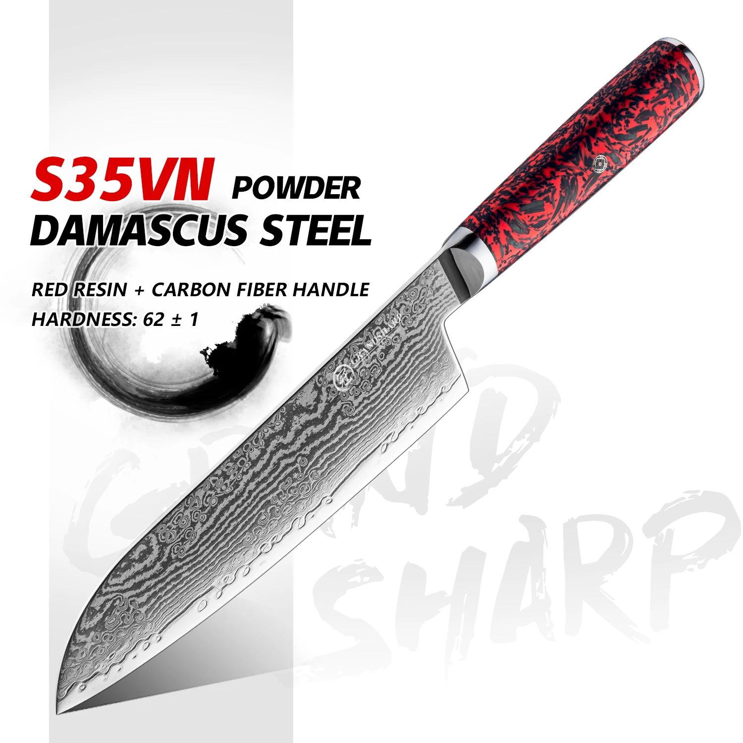 Grandsharp 7''Santoku Knife 67 Layers Damascus Steel Kitchen Knife Slicing Utility Paring Bone Cutter Steel Razor Sharp Blade