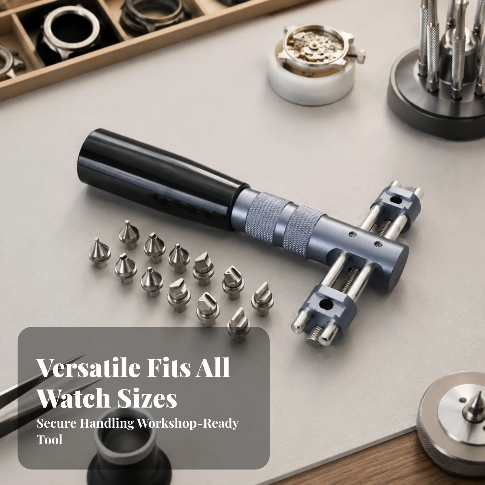 T-Handle Watch Case-Back Opener Precision Adjustable Two-Jaw Watch Opener Tool Ergonomic Metal for Watchmakers