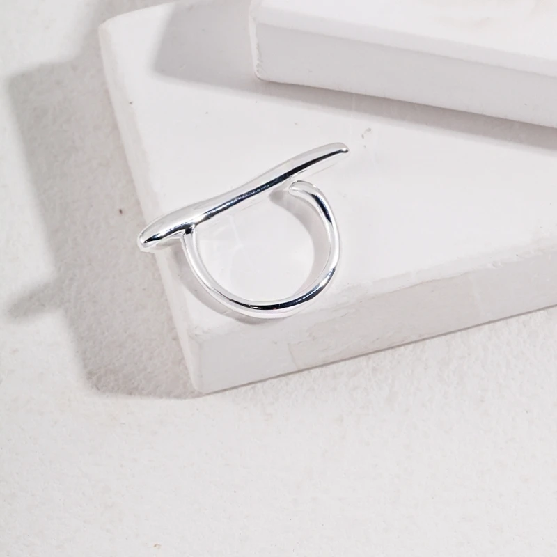 925 Sterling Silver High Polished Shiny Bold Long Bar Resizable Rings For Women Trendy Simple Unique Statement Ring Party Gift