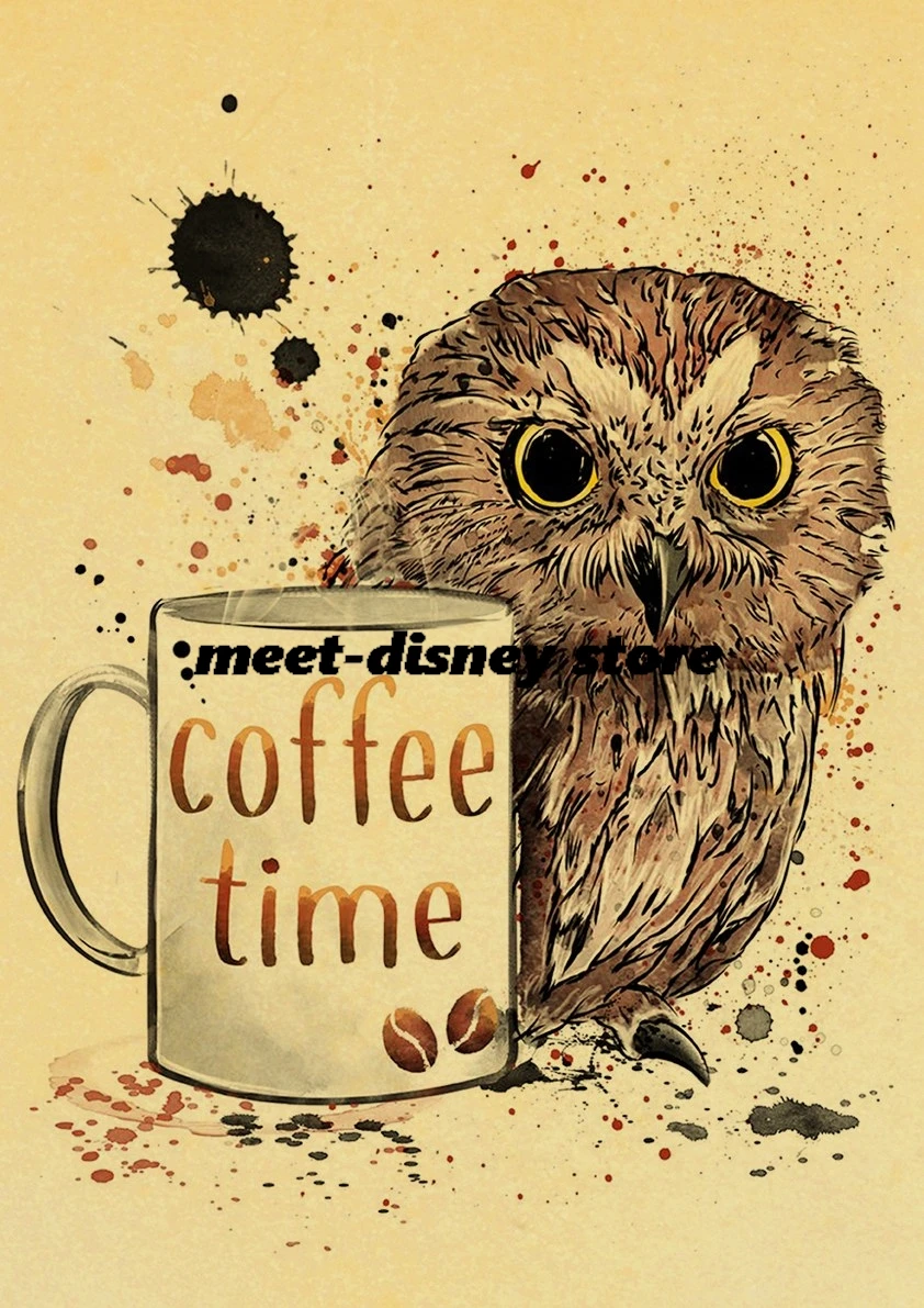 Animal Cafe Posters Kraft Paper Print Casual Modern Art Picture Cafe Living Room Decoration Chambre Landscape Home Wall Posters