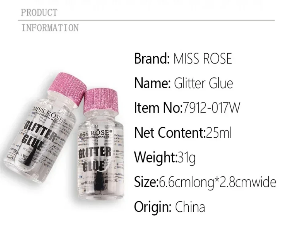 Miss Rose maquillaje cara y cuerpo Gel de fijación sombra de ojos suelta Primer pegamento para sombra de ojos con brillo io 0,85 oz/25ml