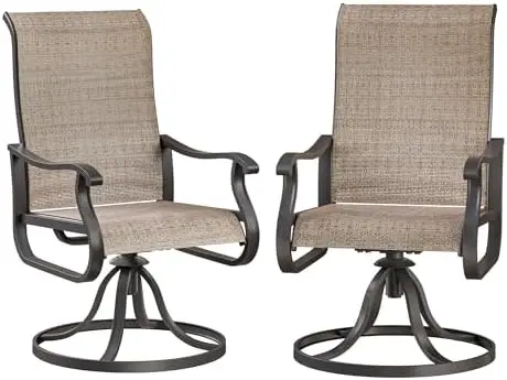 Patio Swivel Chairs Set of 2, Outdoor Dining Chairs with High Back, All-Weather Swivel Rocker Chair for Lawn, Porch or