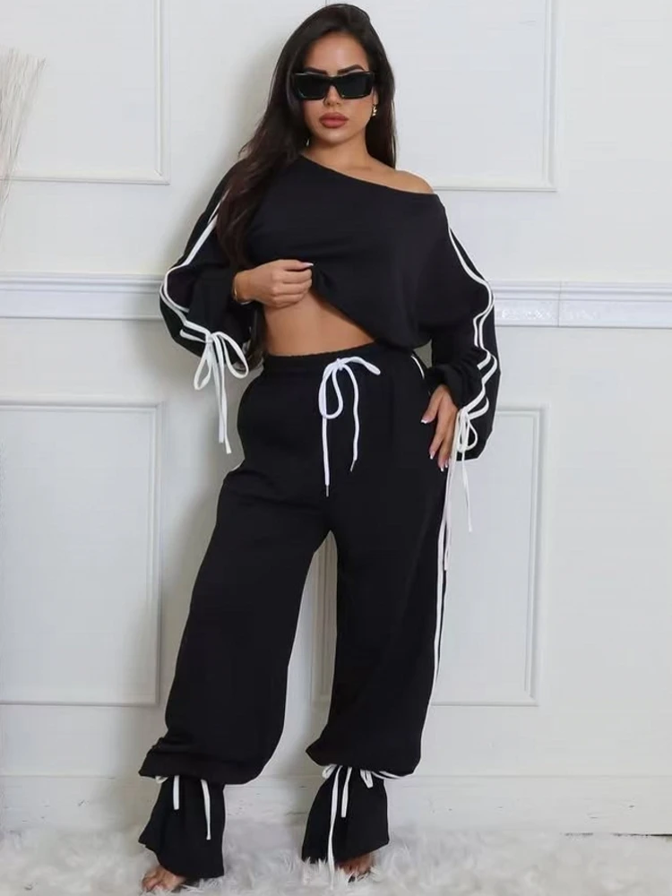 

2 Piece Women Sets Matching Sets Two Pieces Sets Top And Wide Leg Pants Suits Outfits Clothing 2025 New Arrival Autumn Winter