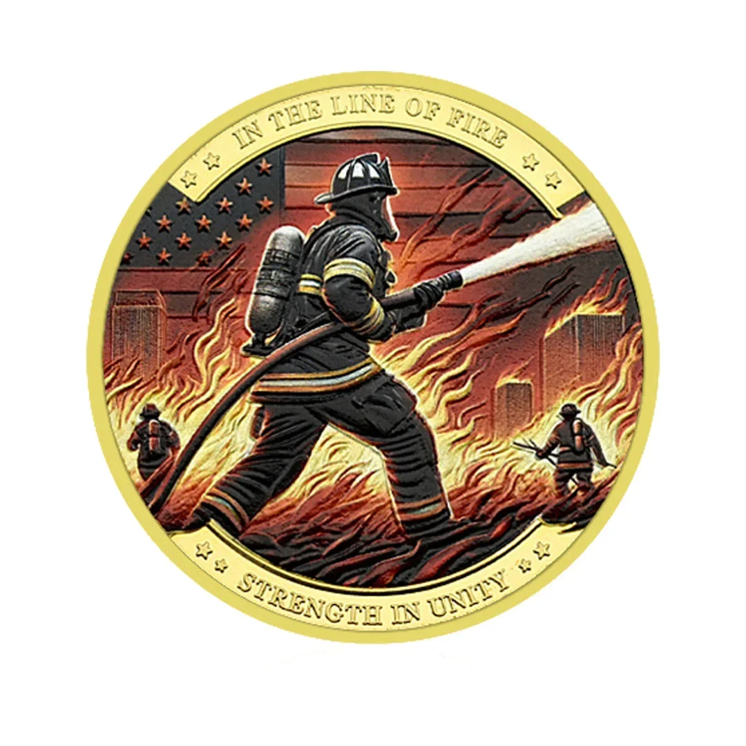 Courage Firefighter Coins Golden Plated Patriotic Collectible Coin Gratitude Coin Craft Gift