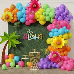 159PCS Hawaiian Balloon Garland Set Rainbow Balloon Aluminum Film Balloon Summer Party or Hawaiian Birthday Party Decoration