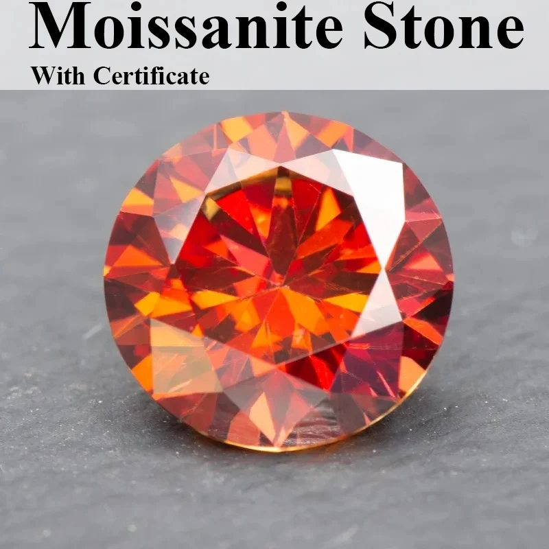 

Moissanite Lab Grown Diamond Garnet Colored Round Cut Certified Moissanita Passed Tester For Jewelry Making
