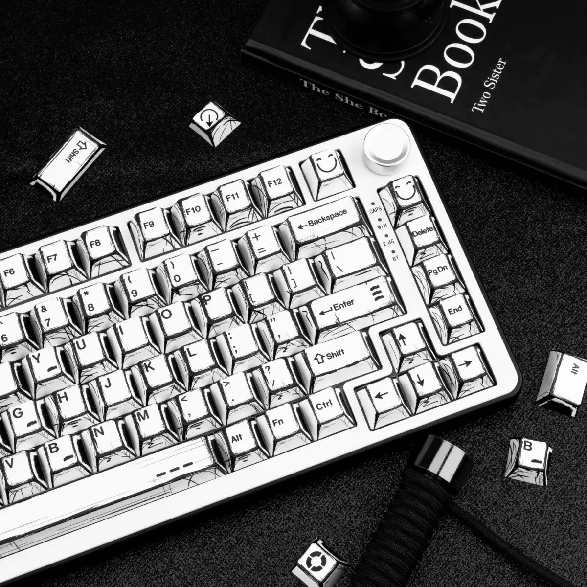 136 Keys Comic White English Korean German Layout Keycaps Dye Sub PBT Keycaps Cherry Profile for MX Switches Gaming Keybaord