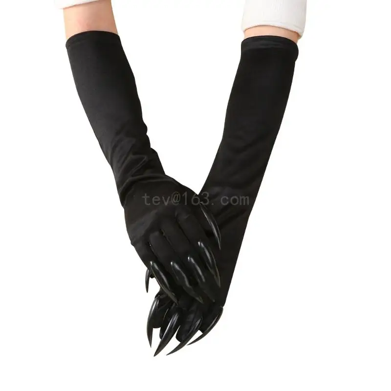 Funny Vampire Claw Gloves Birthday Party Cosplay Mardi Gras Sparkly Long Nails Accessories Halloween Costume Gloves