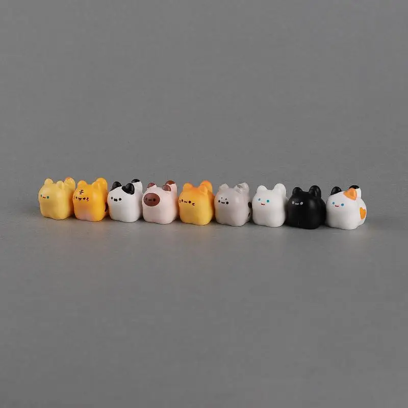9Pcs Cute Mini Cartoon Cat Car Ornaments Lovely Small Desktop Decor for Car Dashboard Home Bedroom Kids Gift