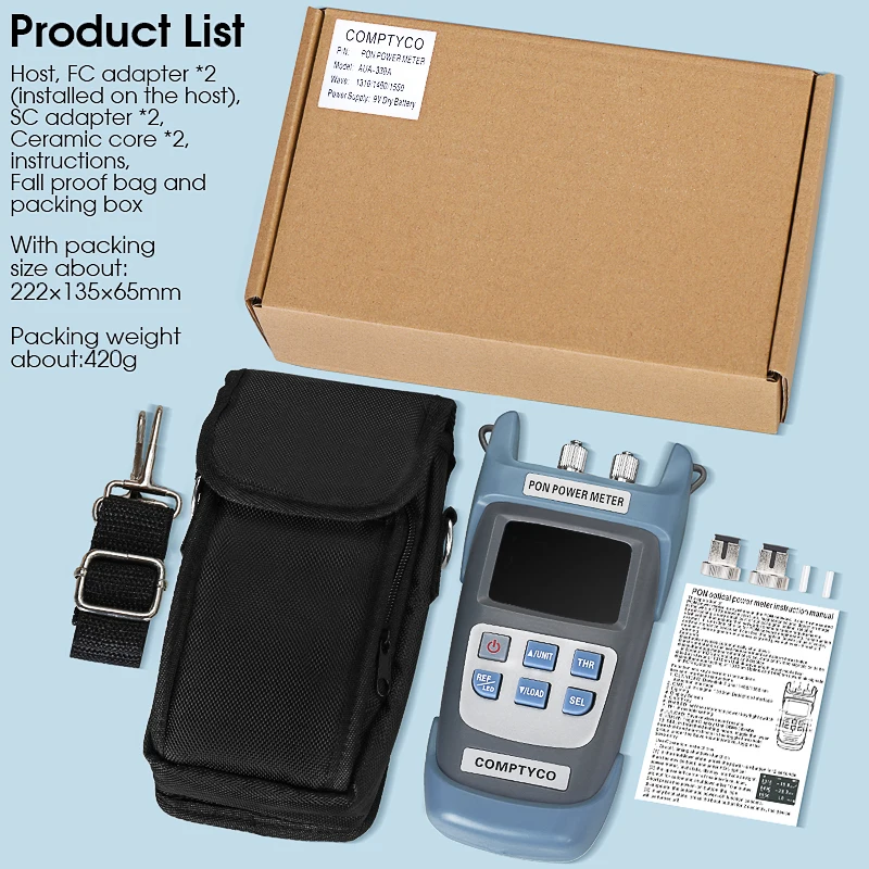 COMPTYCO AUA-330A/U UPC/APC port(optional) 1310/1490/1550nm Fiber Optical PON Power Meter FTTX/ONT/OLT