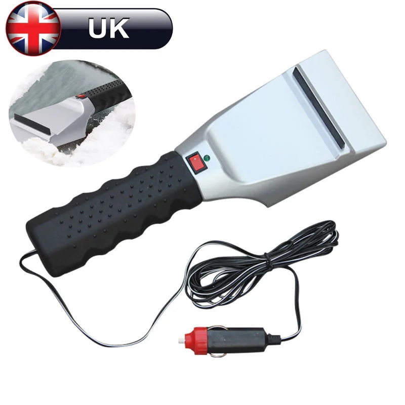 مجرفة الثلج الساخنة 12 فولت التدفئة الفورية البلاستيك المضادة للانزلاق مقبض المطاط ممسحة لسيارة الثلوج الجليد إزالة مكشطة أداة تذويب #4