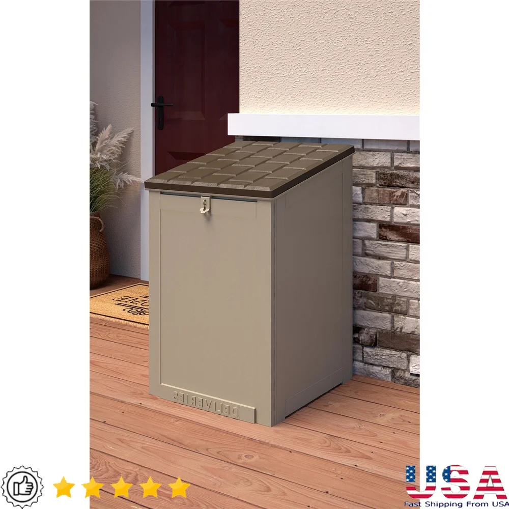 

Lockable Package Delivery Box Outdoor Storage Solution 6.3 Cubic Ft with Deliveries Sign Protects Packages from Theft Weather