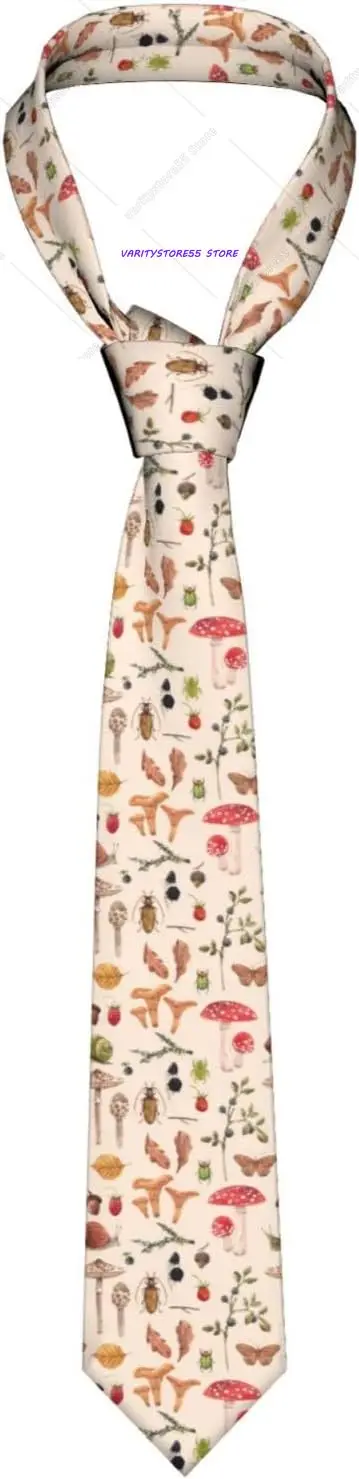 Mushrooms Snails Tie for Men Necktie for Wedding Groomsmen Missions Dances