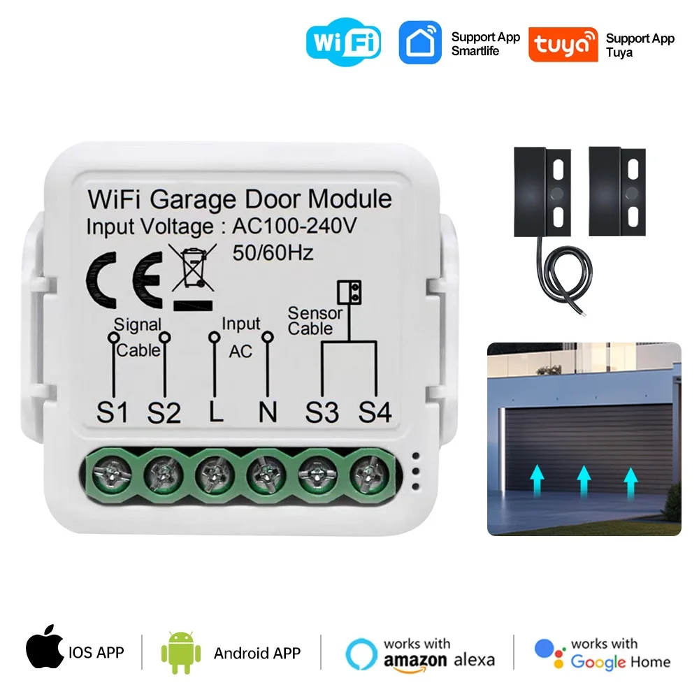 Tuya WiFi Garage Door Opener Controller Smart Automatic Garage Door Switch APP Remote Control for Alexa Google Home Yandex Alice