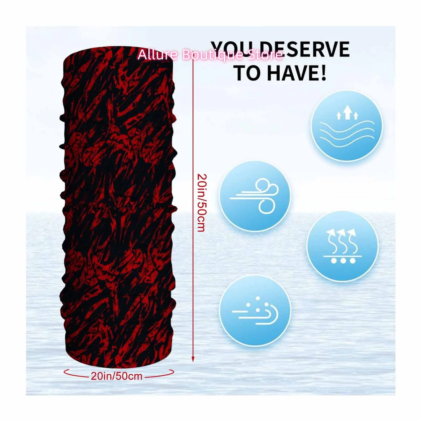 Abstract Red Texture Novel Design Multi-Functional Printed Scarf Suitable for Outdoor Men Women Unisex Mask Holiday Events Gifts