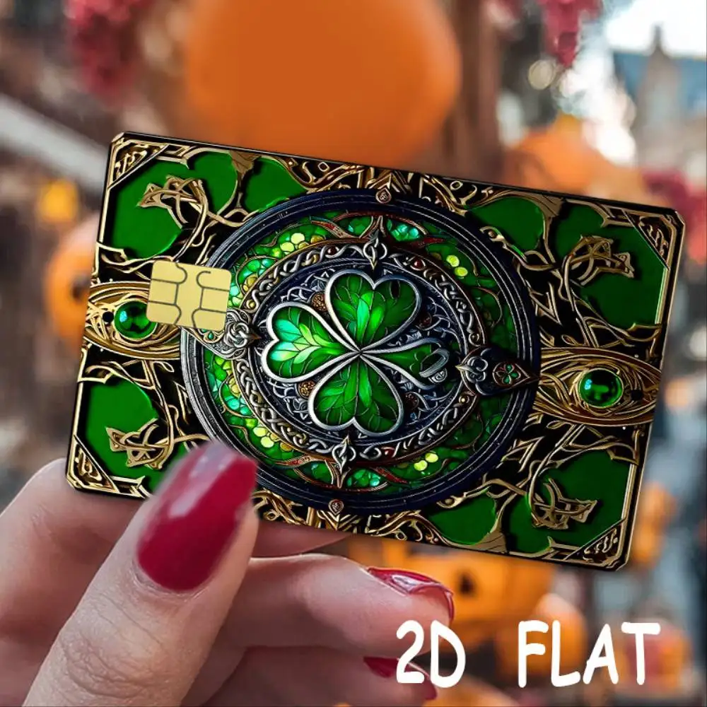 Four Leaf Clover 2D Credit Card Sticker Matte Anti Slip Durable Easy Apply PVC Decal Fun Decor For Small Chip Bank Cards