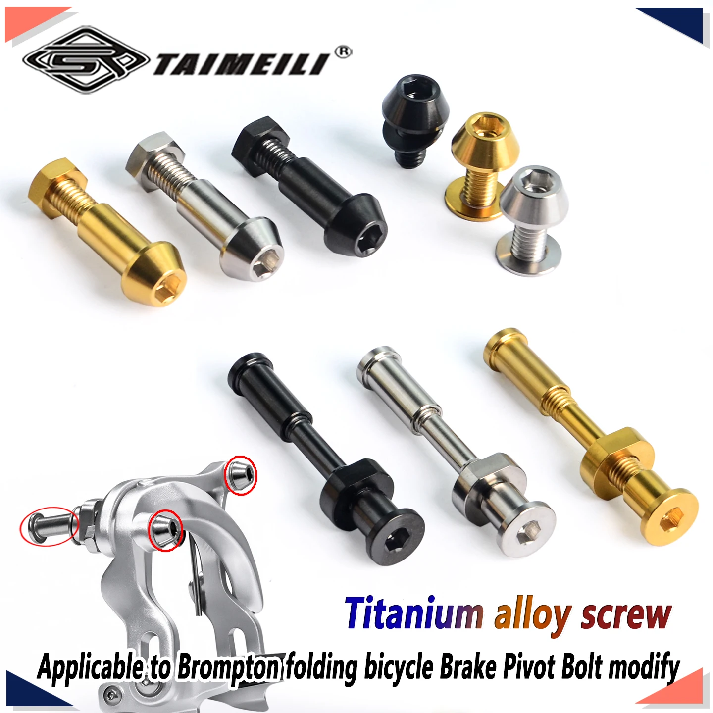 TAIMEILI Titanium alloy screws Applicable to Brompton folding bicycle Brake Pivot Bolt Modification and replacement