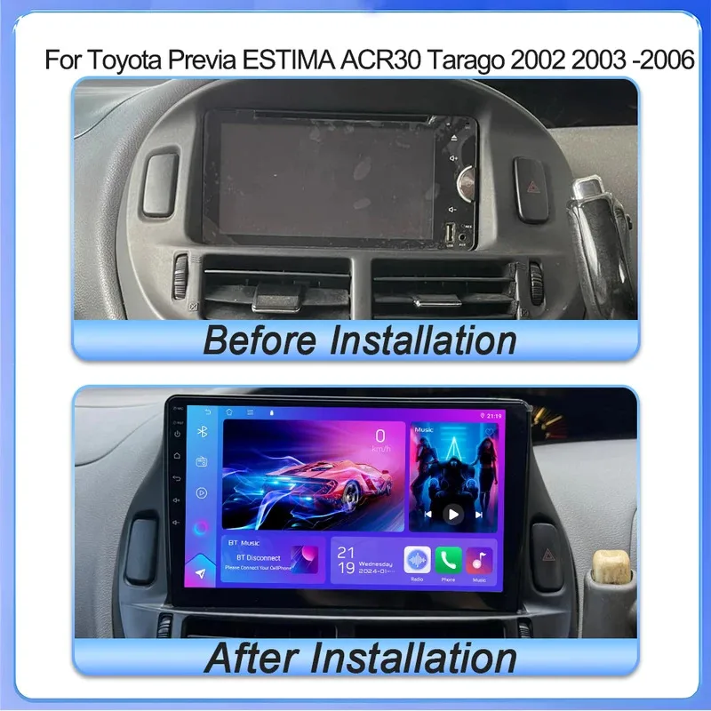 Car Radio Android 15 For Toyota Previa ESTIMA ACR30 Tarago 2002 2003 2004 2005 2006 QLED Stereo Carplay Head Unit DSP Navigation