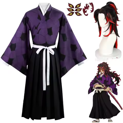 Anime Kokushibo Cosplay Costumes Wig Uniform Kimono Clothes Sets