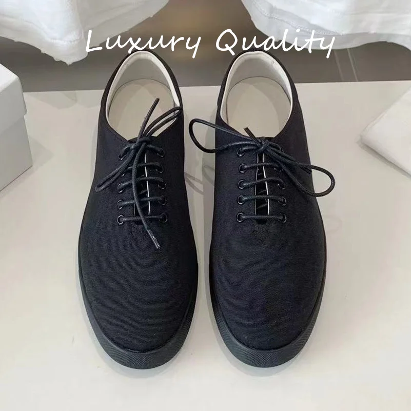 

2024 Women's Flat Canvas Shoes Solid Color Round head sleeve Genuine leather sole High Quality Leisure sports shoes