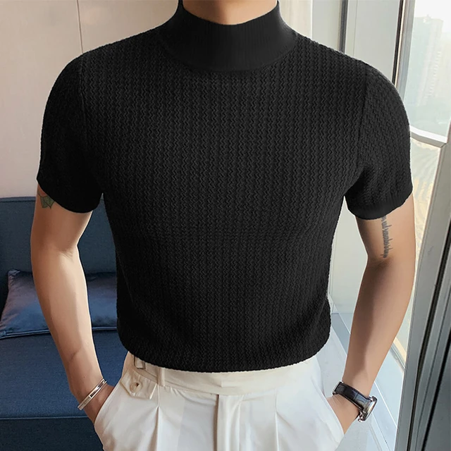 Mock turtleneck t shirt mens clearance