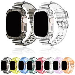 Clear Band + Case for Apple Watch Strap 40mm 41mm 42mm 44mm 45mm 46mm Soft Transparent Strap iwatch Series 10 9 8 7 6 SE ultra 2