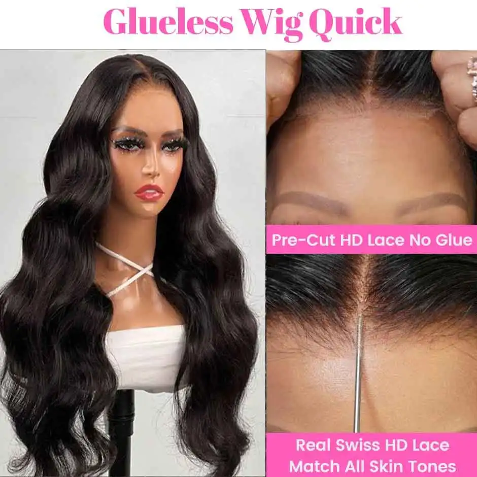 Ready To Wear Prelucked Human Body Wave Hair Wig Glueless 4x6 5x5 Lace Closure Transparent Upgrade Pre cut Lace Wig For Women