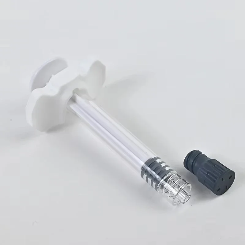 Jeringa de vidrio preenchida con ácido hialurónico, suero cosmético líquido para labios azul HA de 1,1 ml, herramienta estéril desechable