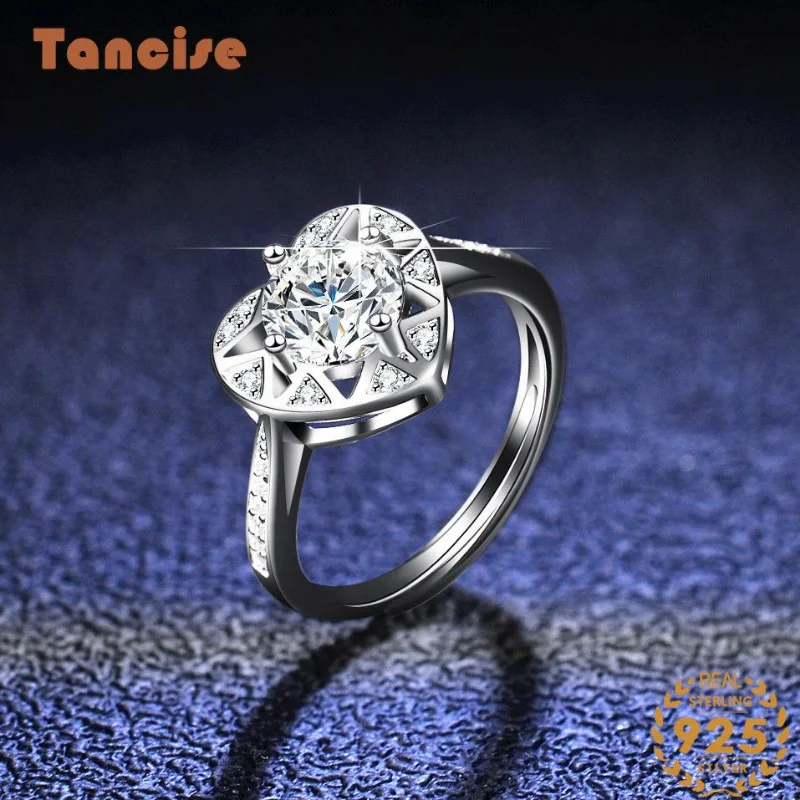 

Tancise Classic 925 Sterling 1 Carat Moissanite Ring for Women Ladies Jewelry Wedding Promise Party Gift