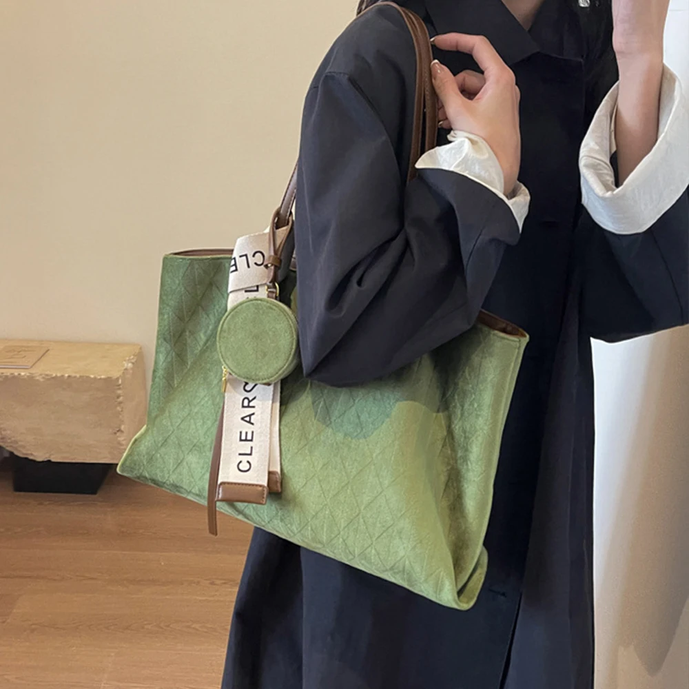 

Винтажная замшевая высококачественная универсальная сумка-тоут для женщин, легкая и большая вместительная повседневная сумка на одно плечо подмышками